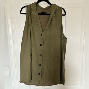 Olive green shift dress with pockets (size L)